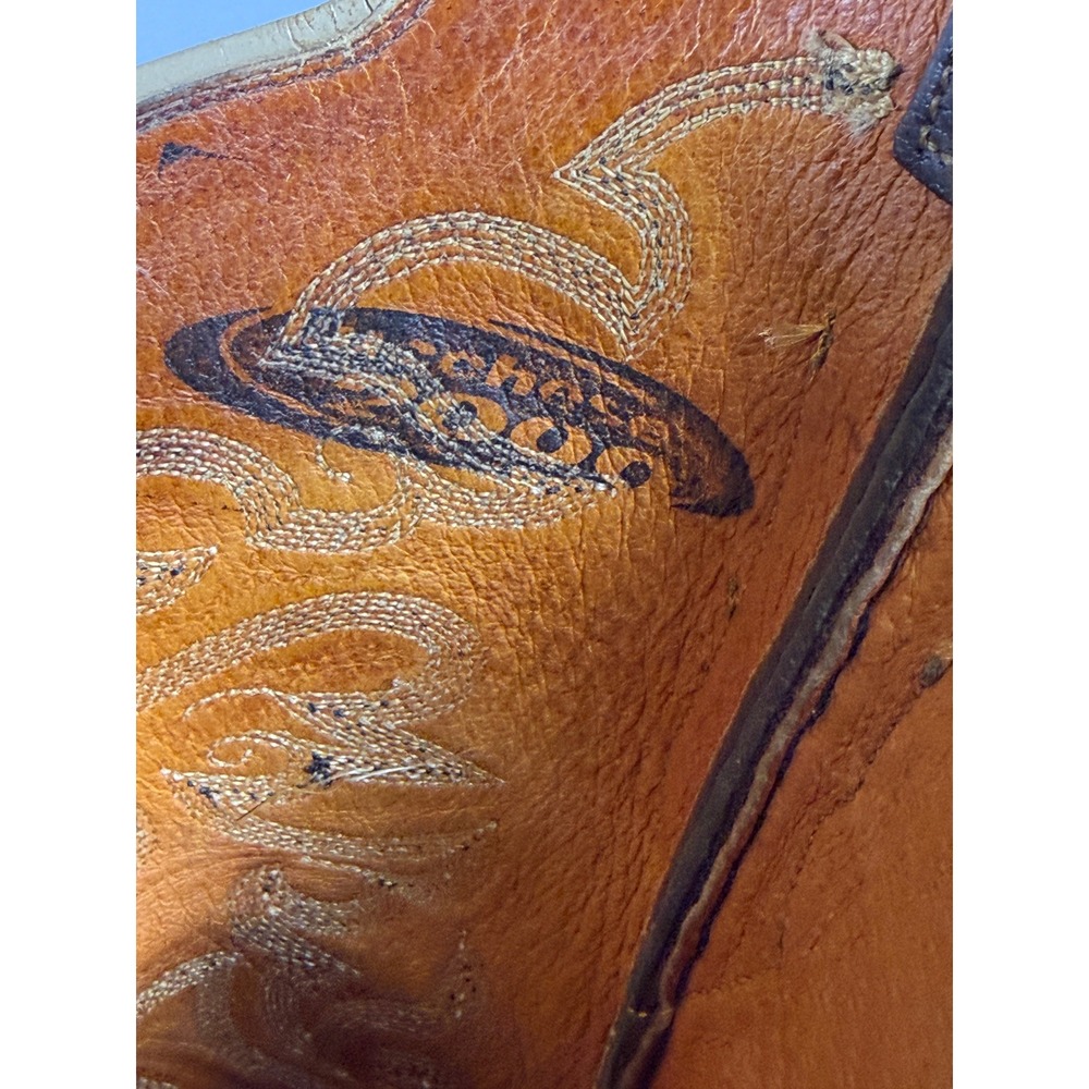 Lucchese 2000 Full Quill Ostrich Leather Western Cowboy Boots Tan Brown 8.5 B - Picture 11 of 16